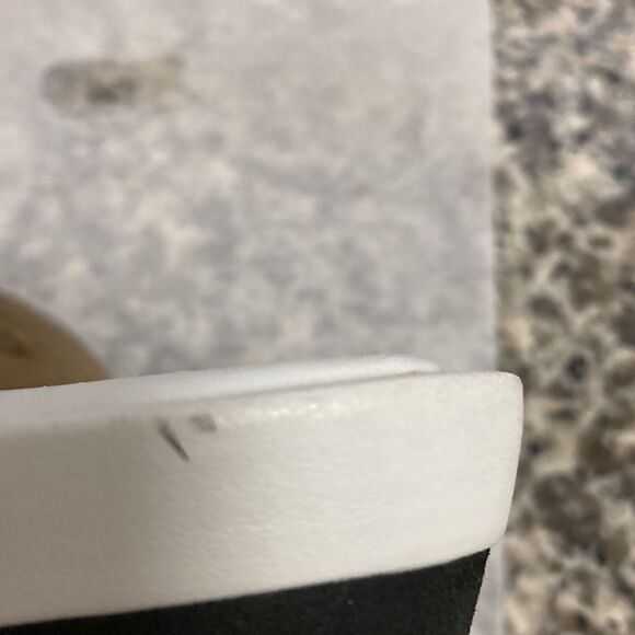 Celine Paris Low Wedge Slide Sandal With Crisscross Straps in White Leather. - Picture 9 of 11